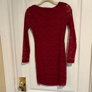 Forever 21 Burgundy Lace Long Sleeve Dress